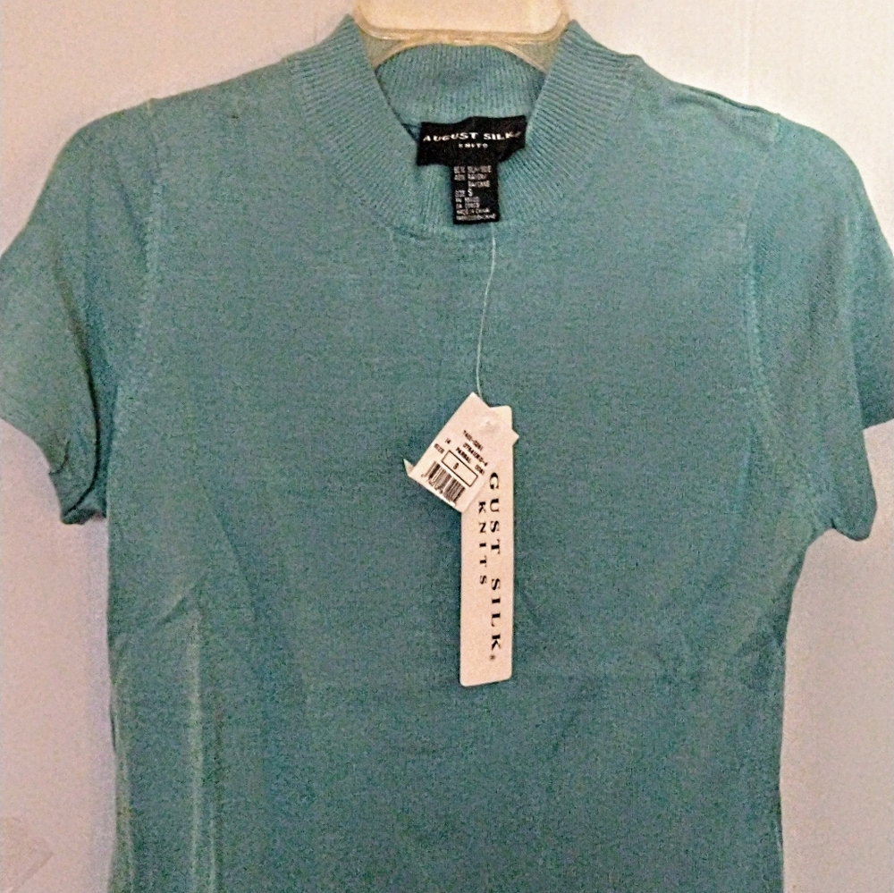 Soft Light Knit 60% Silk 40% Rayon Natural Fiber Sea Foam Green Top Sz S Pretty
